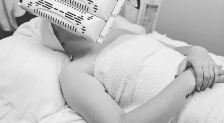 Client receiving LED facial therapy at Mira Skin, Warrnambool, Victoria, AU.