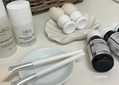 Mira Skin products and tools on display in Warrnambool, Victoria, AU, highlighting professional skincare.