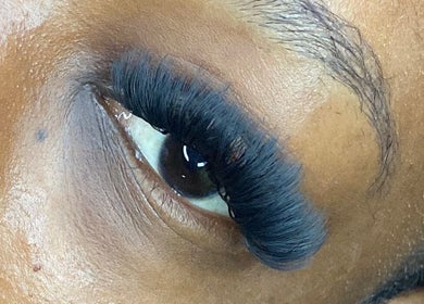 Close-up of eyelash extensions at PrettyPlease Studio, Bridgetown, Saint Michael, BB.