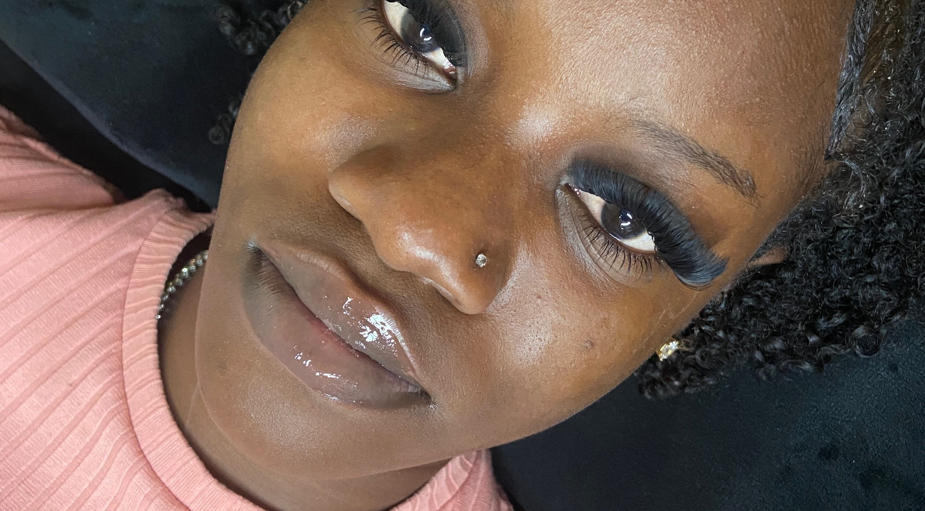 Close-up of luxury eyelash extensions at PrettyPlease Studio, Bridgetown, Saint Michael, BB highlighting beauty service.
