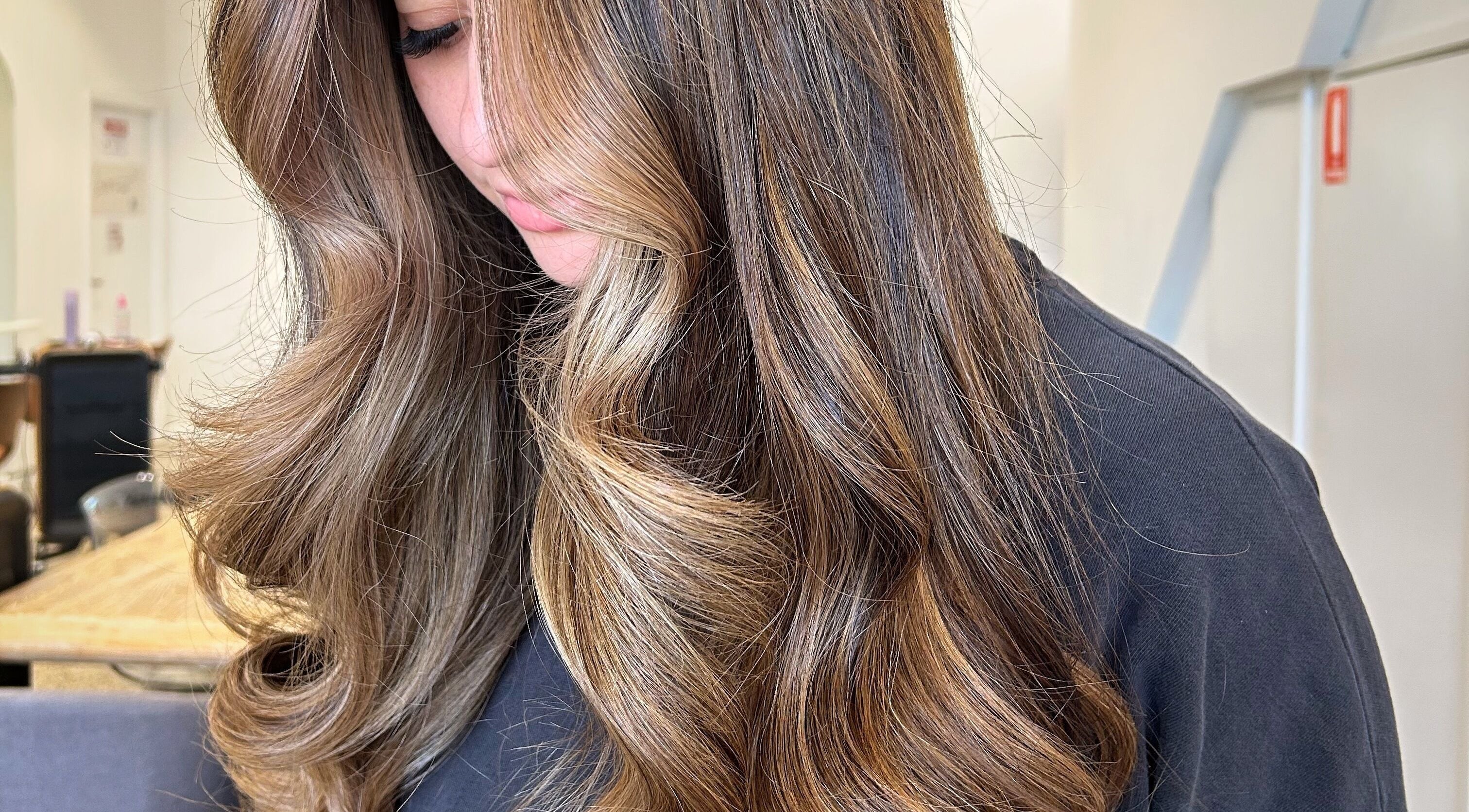 Silky brown hair waves styled at Hope at The Studio, Castle Hill, New South Wales, AU.