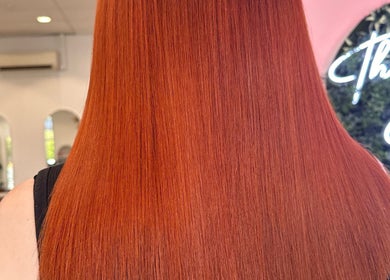 Vibrant red hair styled beautifully at Hope at The Studio in Castle Hill, New South Wales, AU.