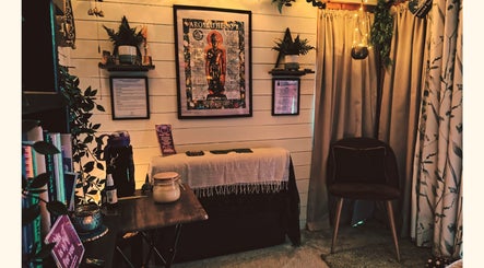 Cozy therapy room at Marie Johnson Holistic Therapies in Crediton, England, GB, featuring calming decor.