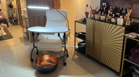 Chic nail treatment setup at Eden Beauty, Oxford, England, GB offering a serene spa ambiance.