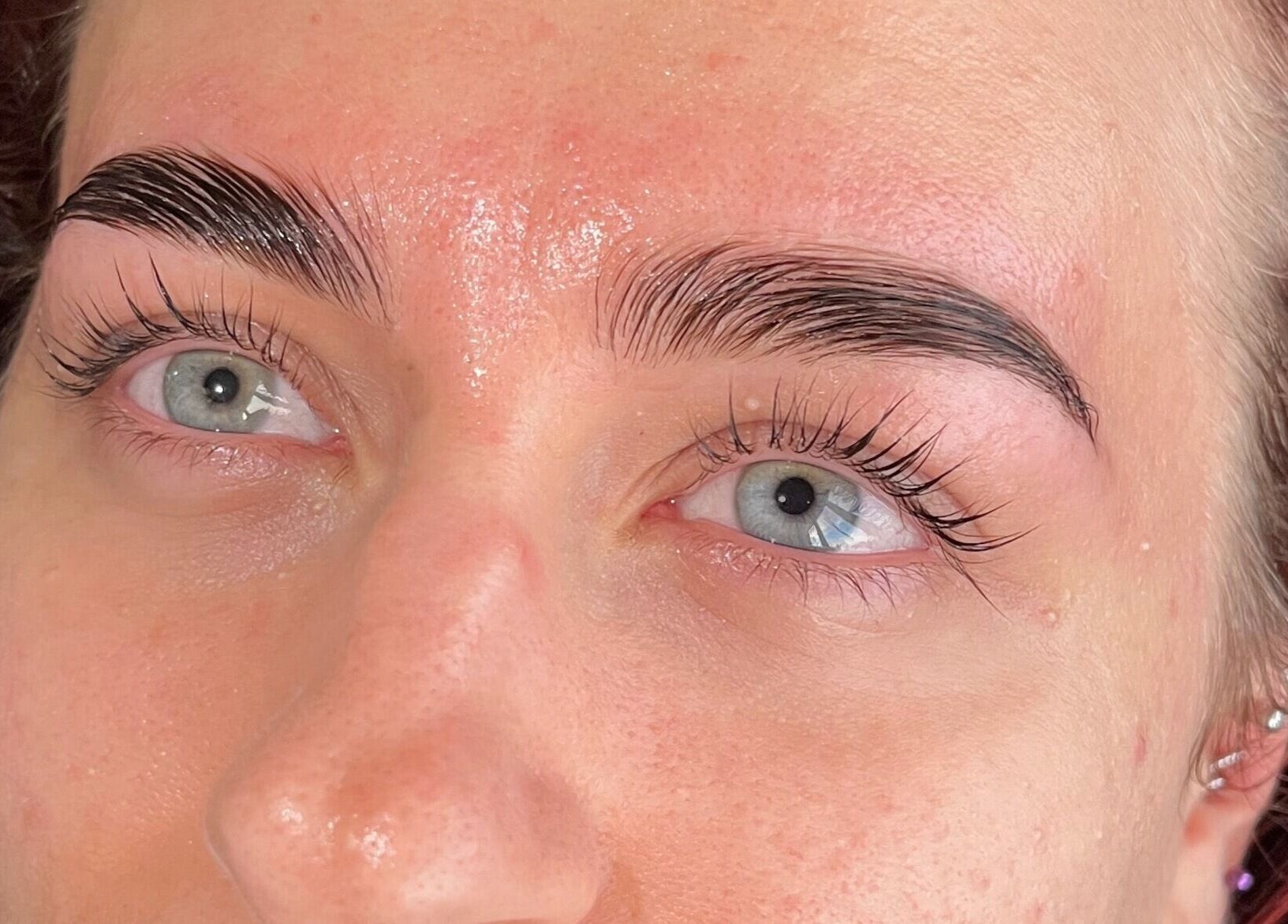 Close-up of expertly shaped brows by Clos Beauty in Peterborough, England, GB.