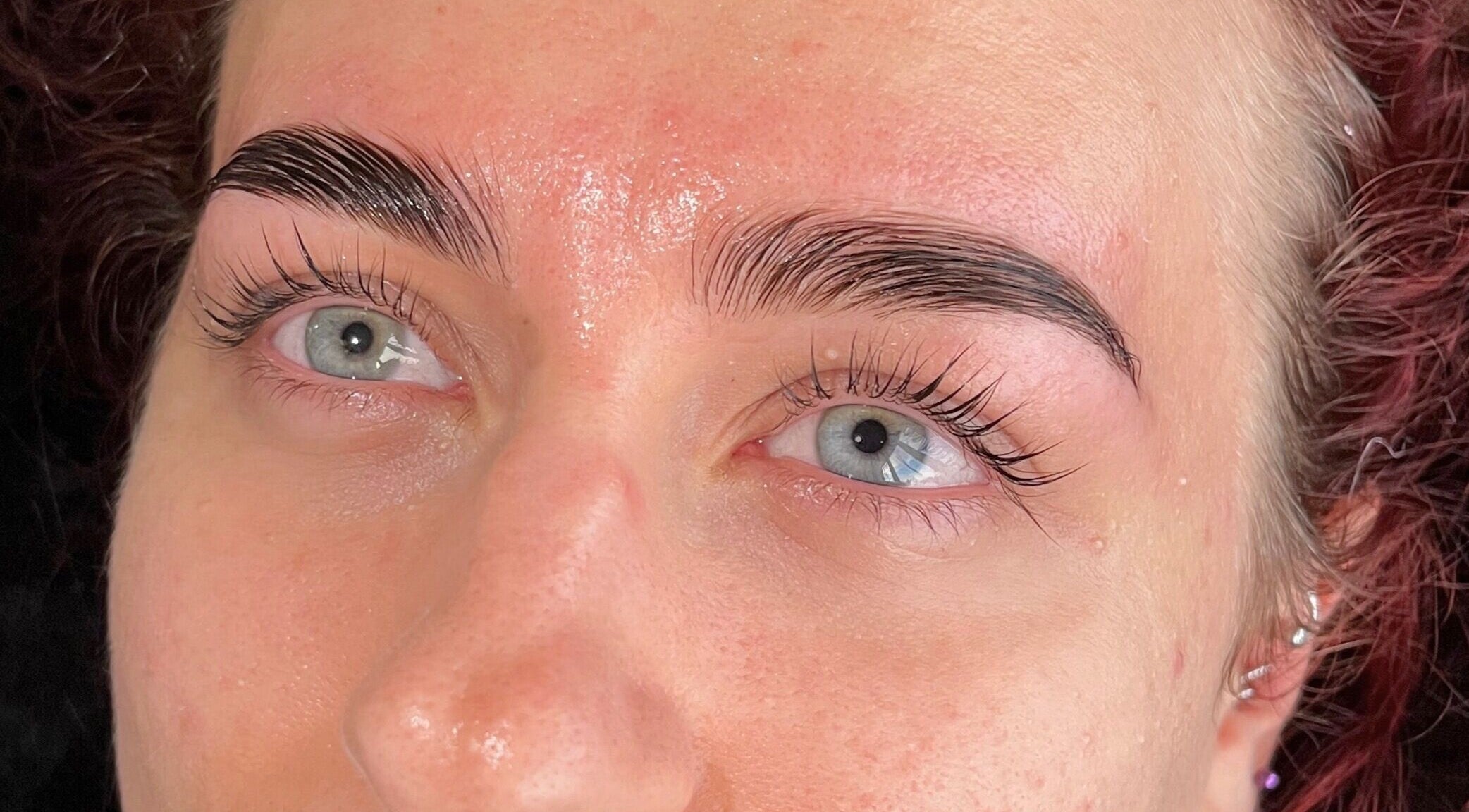 Close-up of expertly shaped brows by Clos Beauty in Peterborough, England, GB.