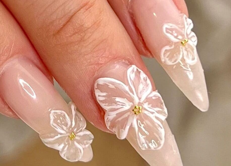 Beautiful 3D floral nail art at LB Artistries Canberra in Dickson, Australian Capital Territory, AU.
