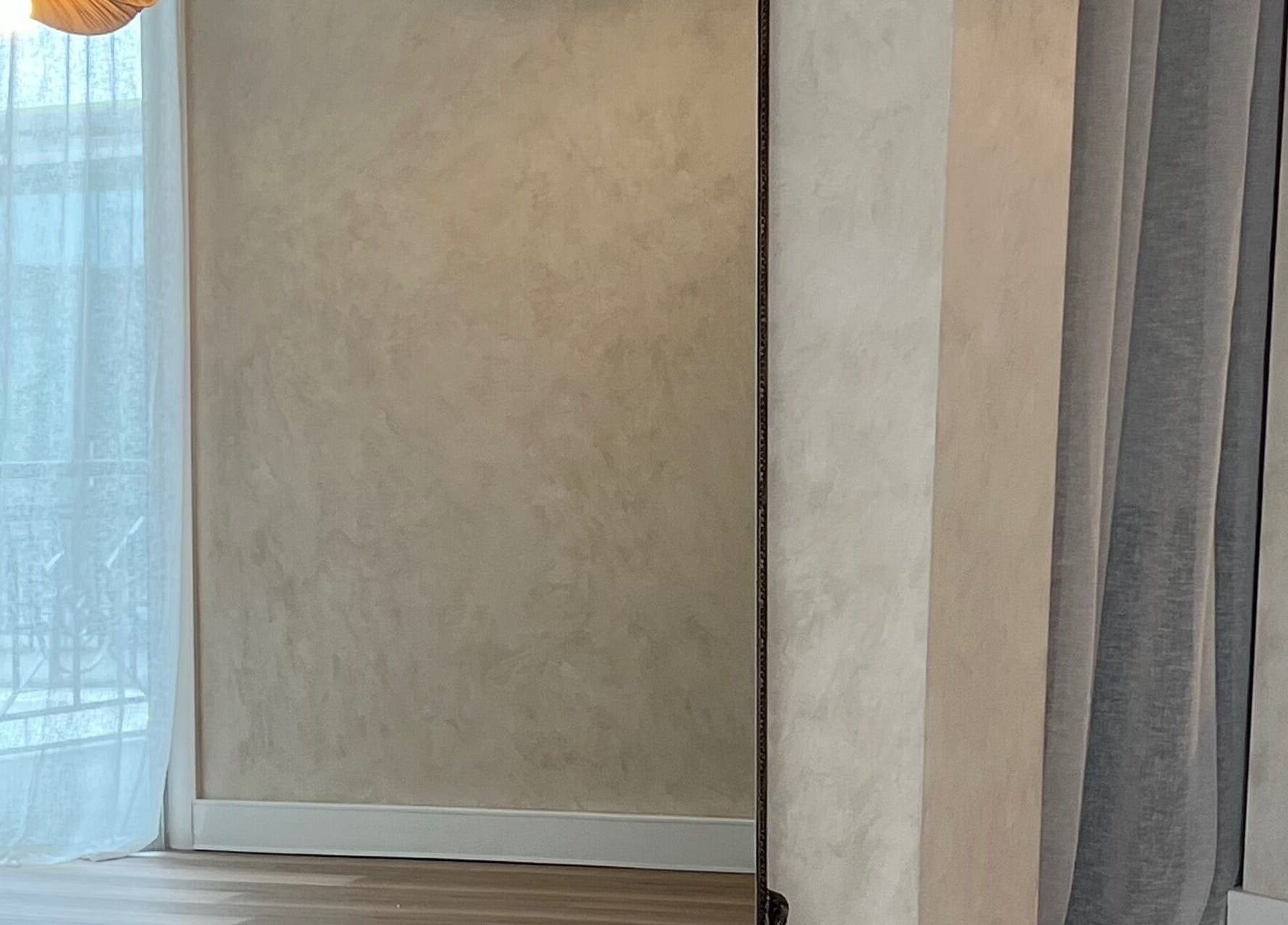 Elegant mirror and soft drapes in Hasana salon, Griffith, Australian Capital Territory, AU.