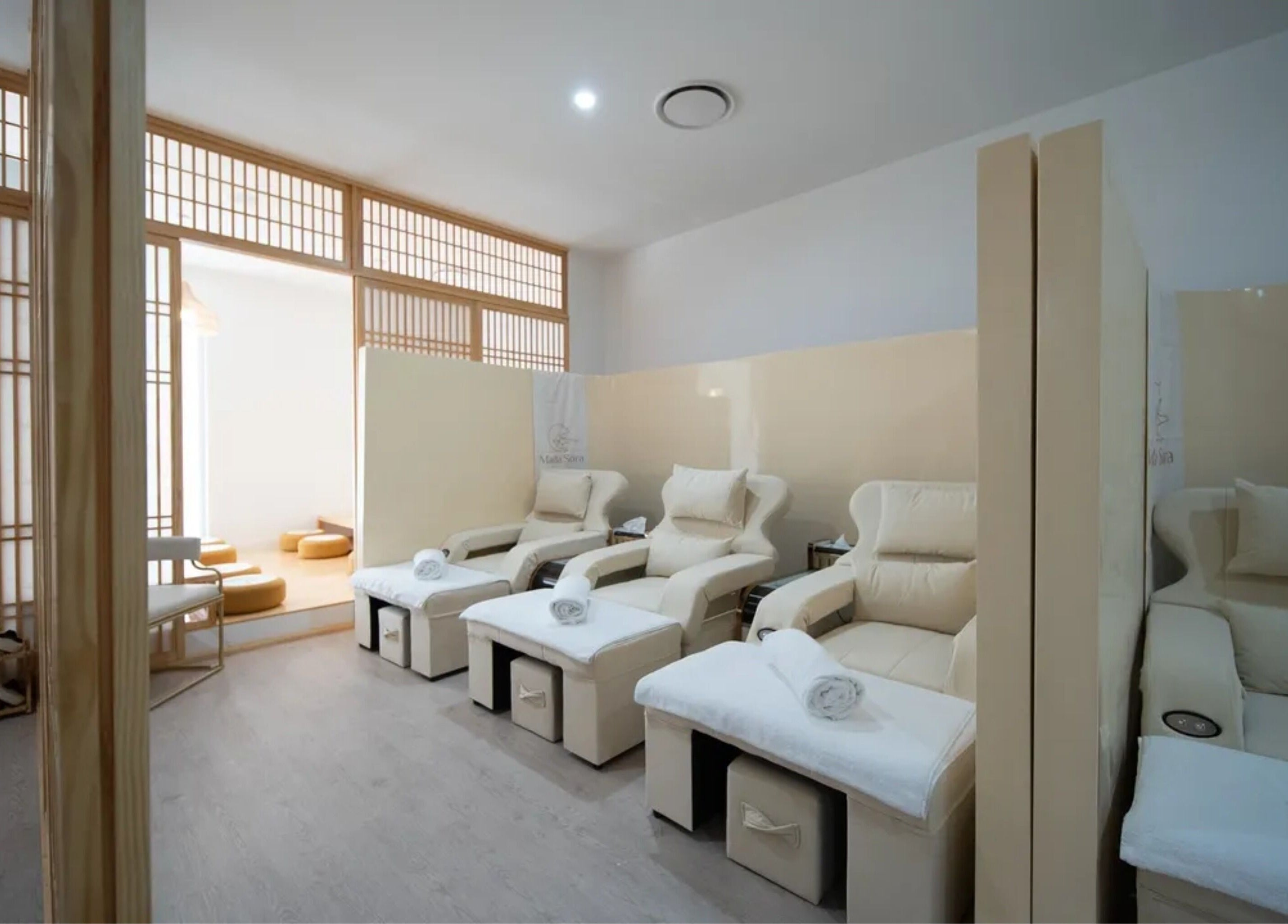 Luxurious relaxation chairs at Mada Sora Spa, Rural View, Queensland, AU, offering a tranquil escape.