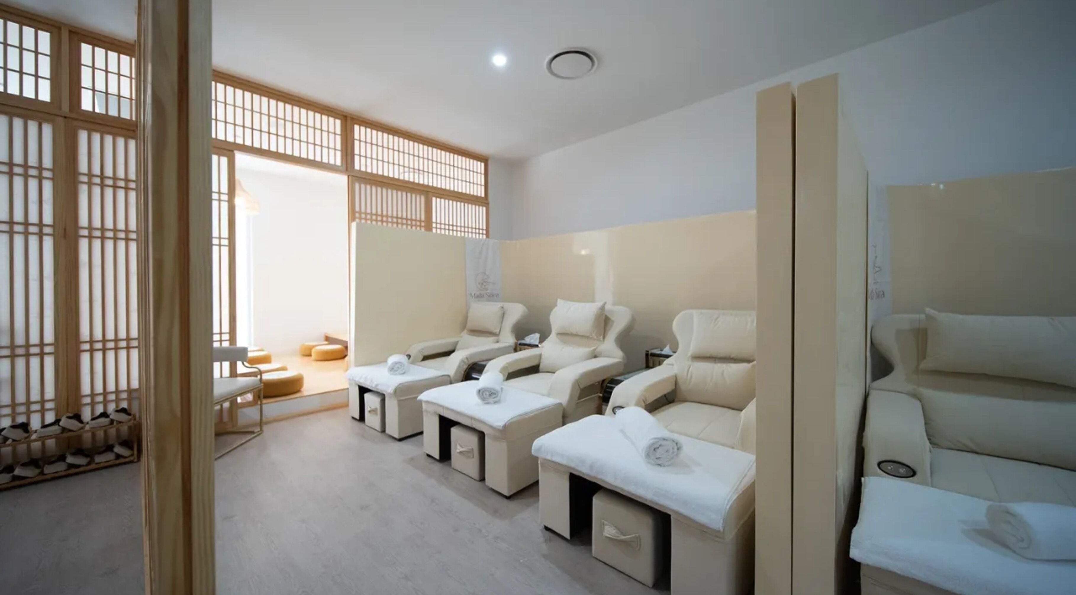 Luxurious relaxation chairs at Mada Sora Spa, Rural View, Queensland, AU, offering a tranquil escape.