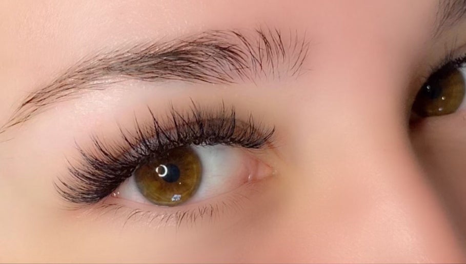 Close-up of beautifully enhanced eyelashes at The Coogee Lash Room, Coogee, Western Australia, AU.