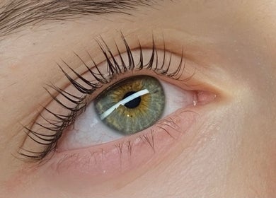Close-up of enhanced lashes at The Coogee Lash Room, Coogee, Western Australia, AU.