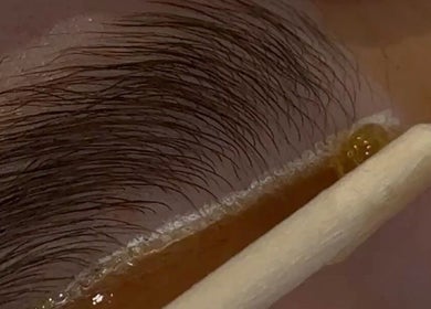 Eyebrow waxing in progress at The Waxing Room, Pencoed, Wales, GB. Precision and care for perfect brows.