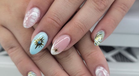 Intricate nail art at Solis Vita Spa.Michelle, St. Thomas, Ontario, CA showcasing detailed vibrant designs.