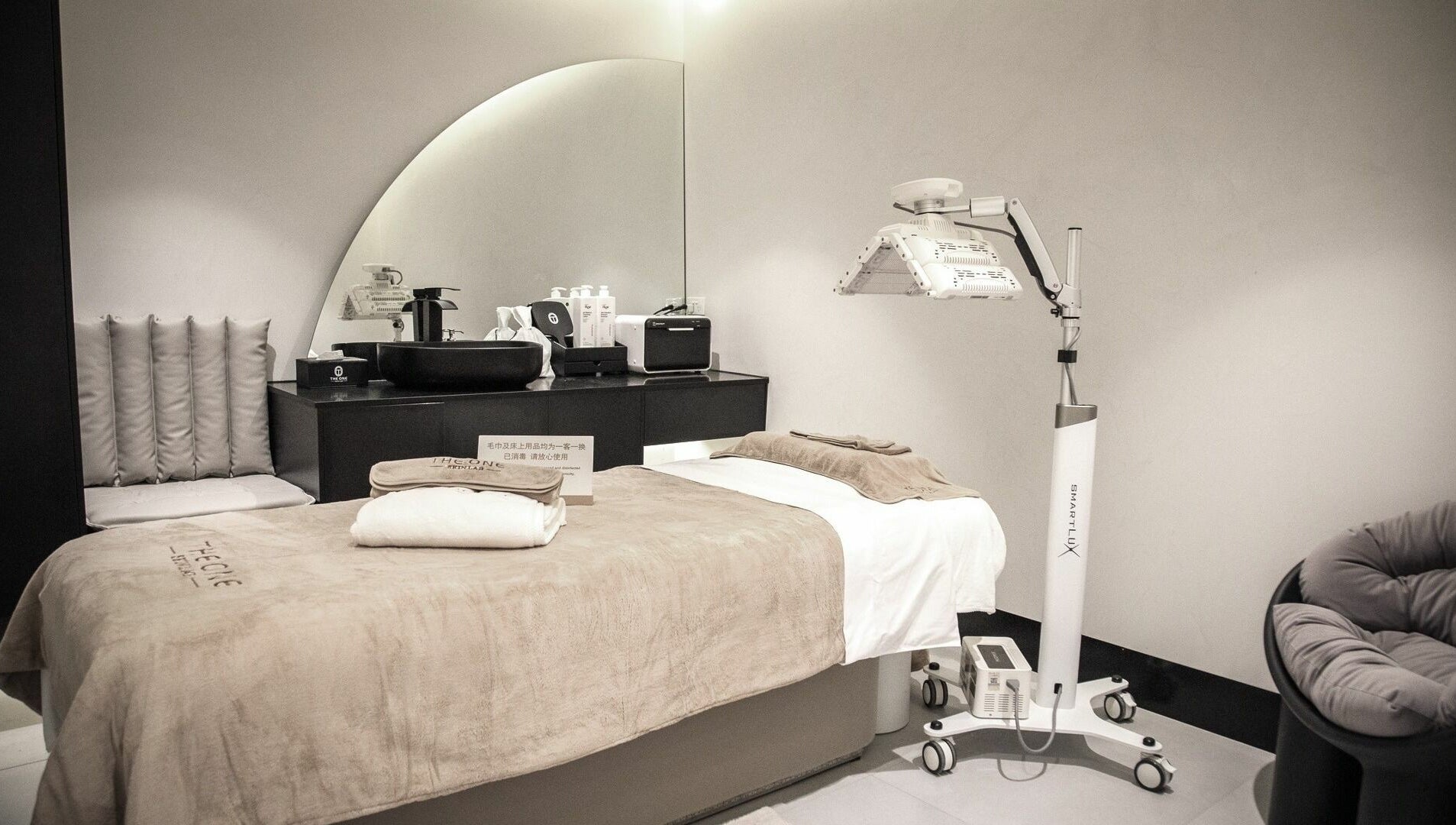 Treatment room at The One Skin Lab - QVB in Sydney, New South Wales, AU, featuring modern aesthetics and relaxing ambiance.