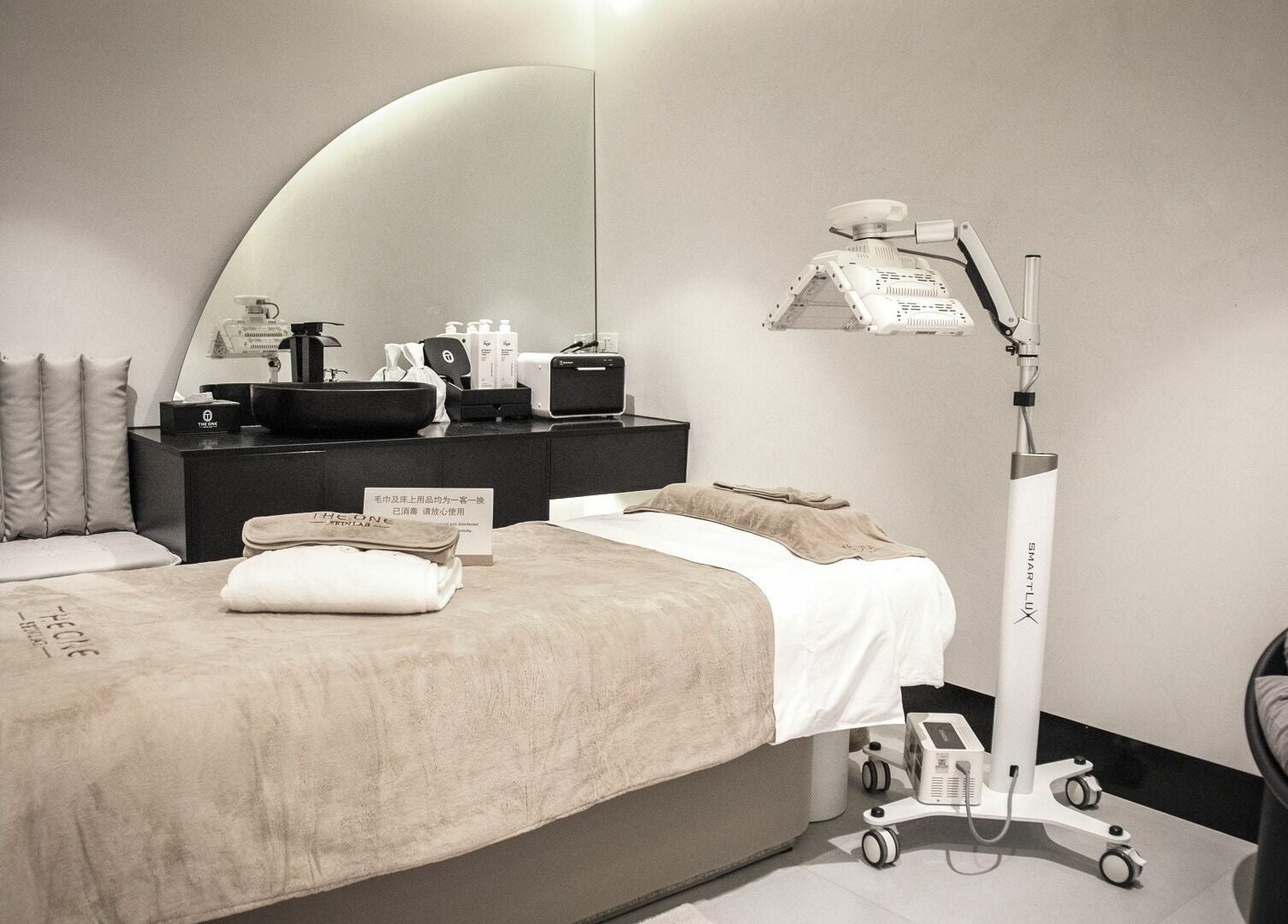 Treatment room at The One Skin Lab - QVB in Sydney, New South Wales, AU, featuring modern aesthetics and relaxing ambiance.