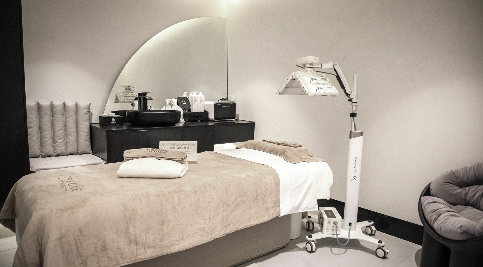 Treatment room at The One Skin Lab - QVB in Sydney, New South Wales, AU, featuring modern aesthetics and relaxing ambiance.