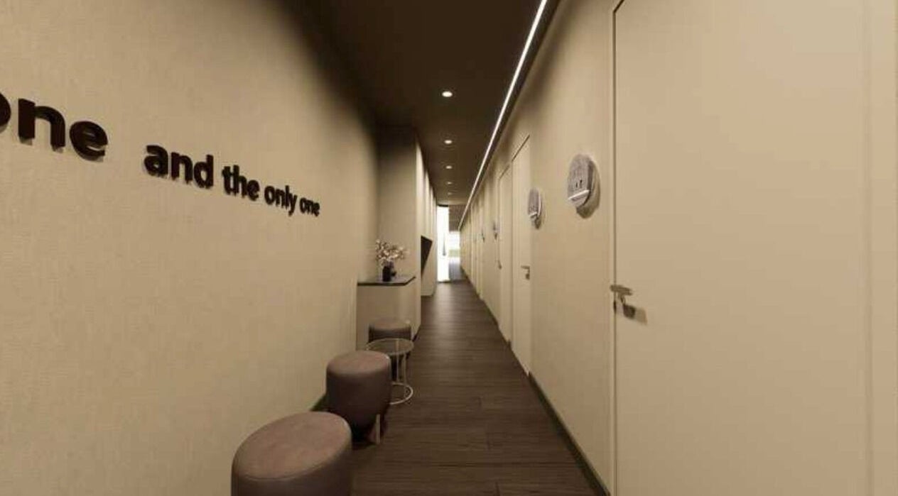 Elegant hallway at The One Skin Lab - Parramatta, showcasing modern design in Parramatta, New South Wales, AU.