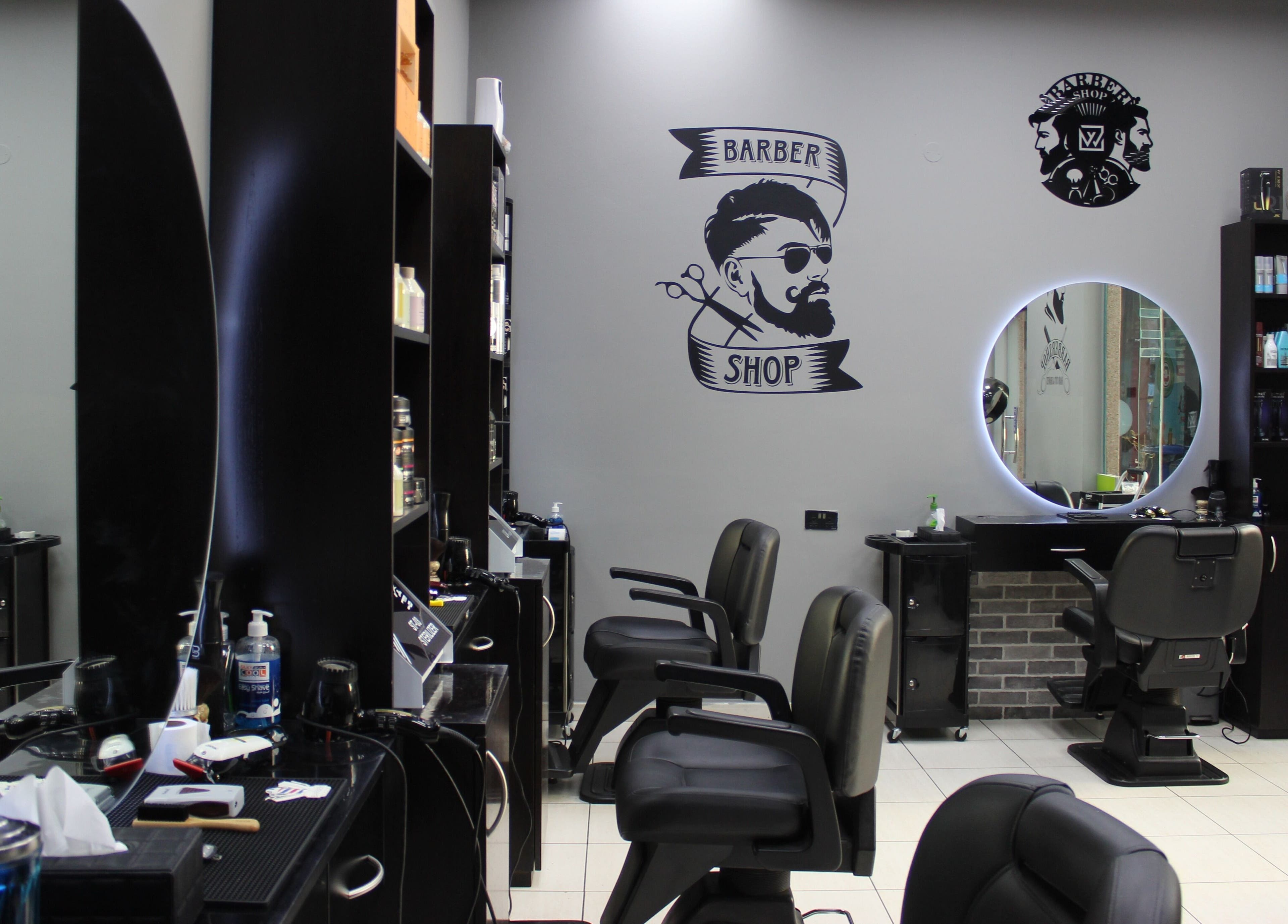 Modern barber chairs in White Tower Salon صالون البرج الأبيض - Sheikh Zayed Road, Dubai, Dubai, AE.
