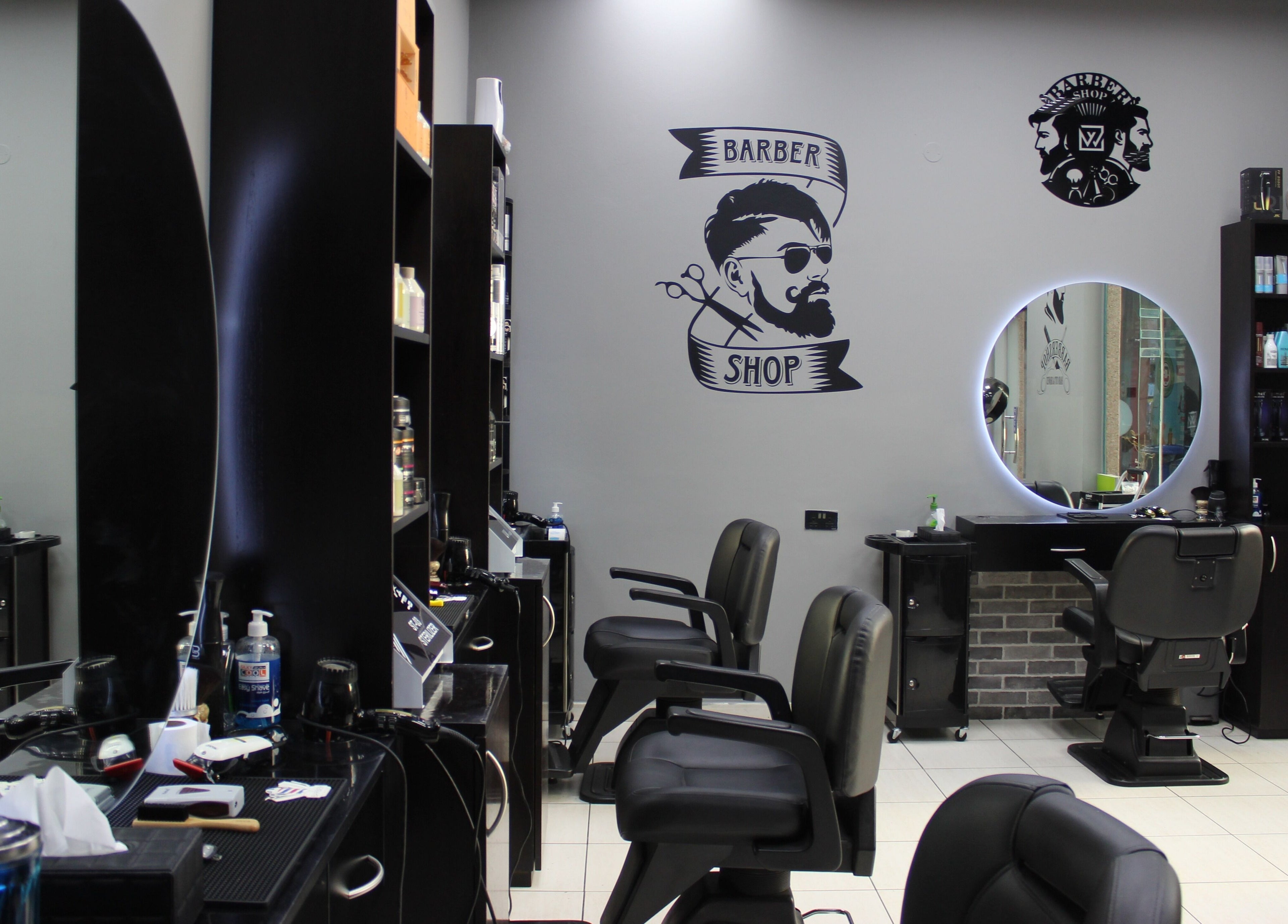 Modern barber chairs in White Tower Salon صالون البرج الأبيض - Sheikh Zayed Road, Dubai, Dubai, AE.