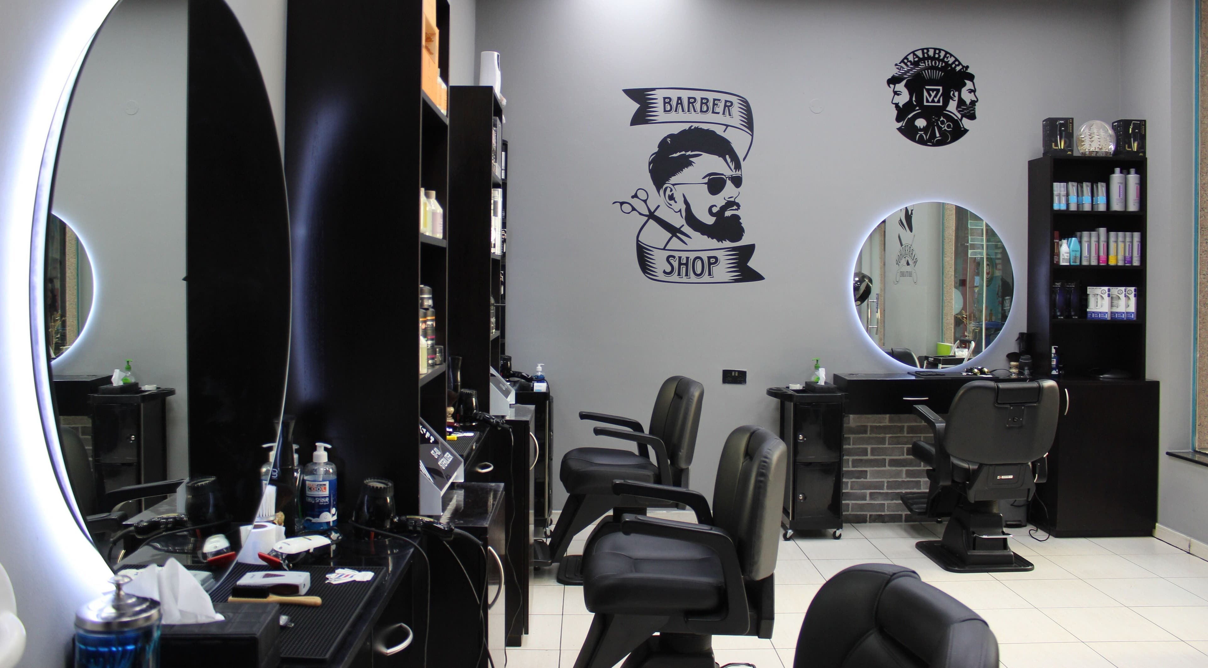 Modern barber chairs in White Tower Salon صالون البرج الأبيض - Sheikh Zayed Road, Dubai, Dubai, AE.