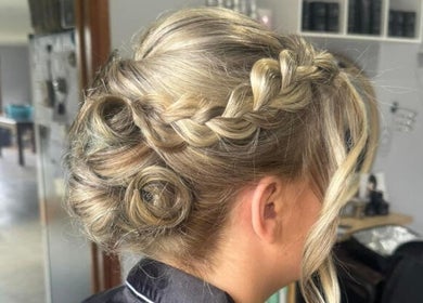 Intricate braided hairstyle at Zo's Hidden Hair & Beauty in Ranelagh, Tasmania, AU.