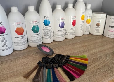 Diverse hair color products at Zo's Hidden Hair & Beauty, Ranelagh, Tasmania, AU.