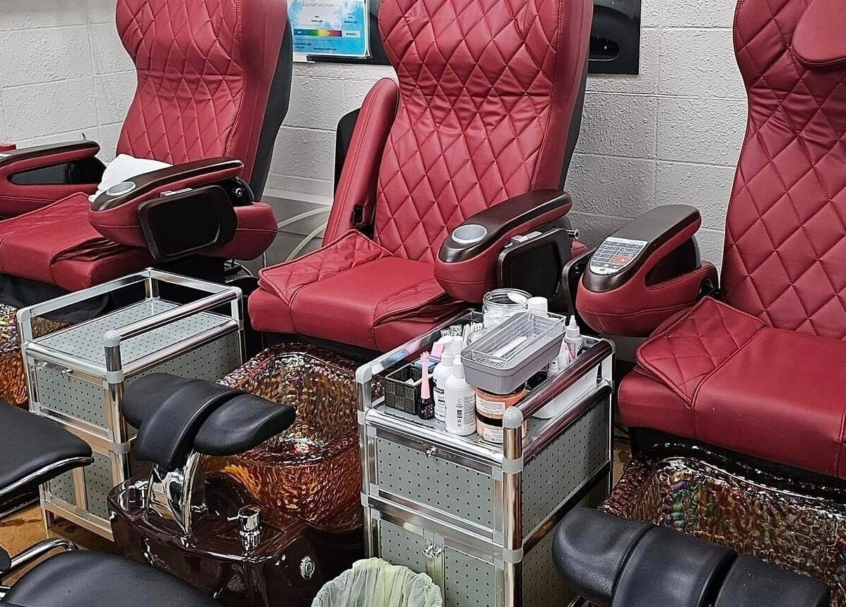 Elegant pedicure chairs at Canopy Salon and Spa, Innisfail, Alberta, CA; perfect for a relaxing experience.