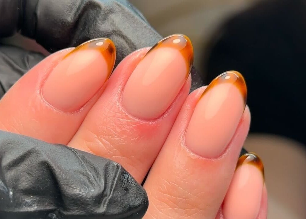 Stunning nail art with glossy tips at Gloss by PTB, Totton, England, GB.