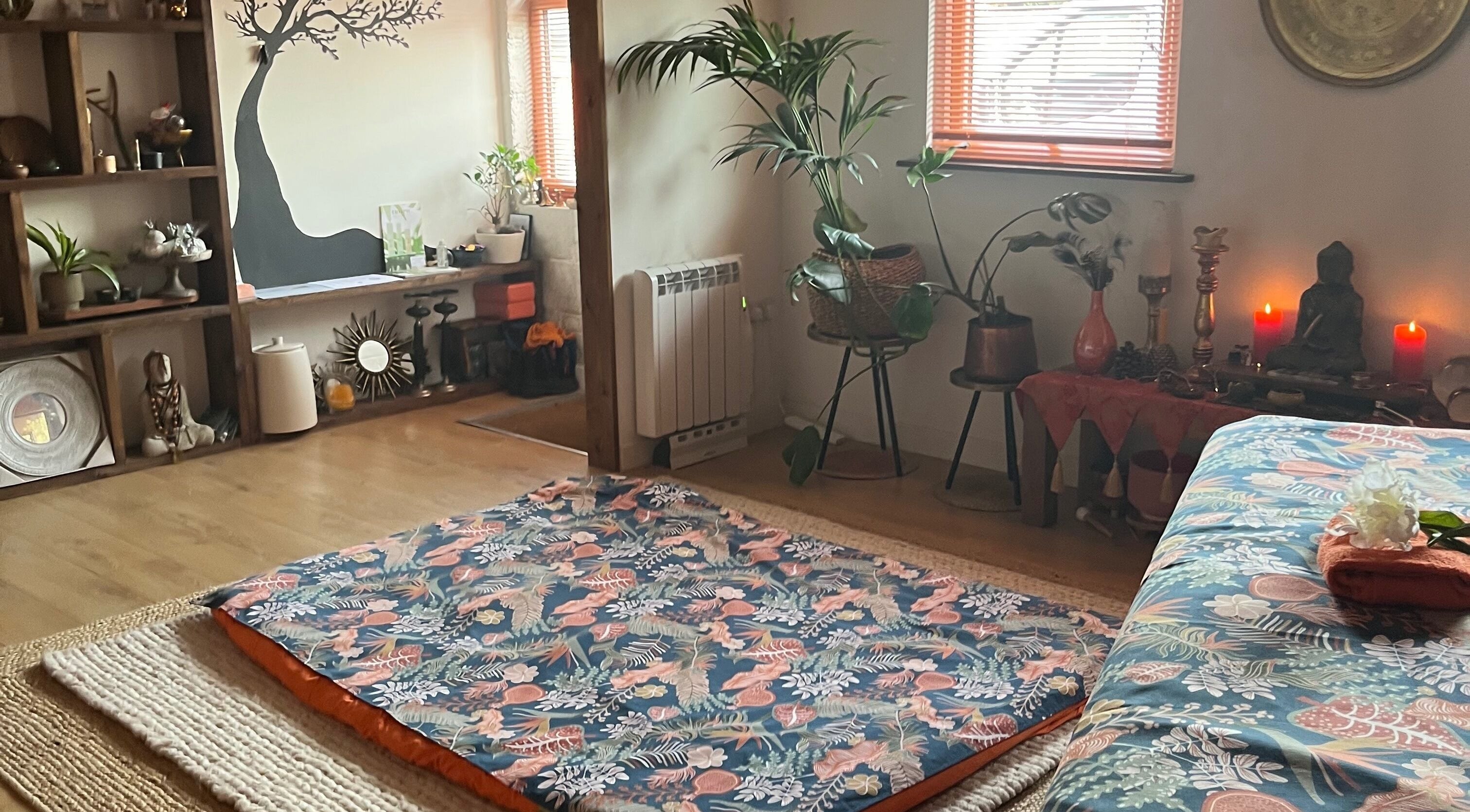 Calming wellness space at Jinja in Devizes, England, GB, featuring natural decor and meditation area.