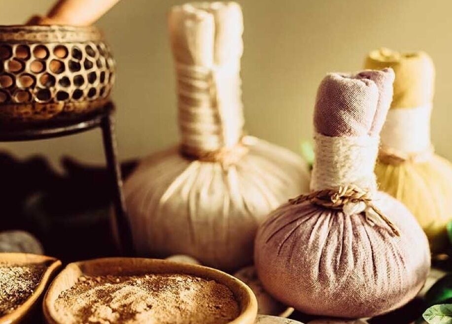 Herbal compress and spices for therapy at Jinja, Devizes, England, GB offering rejuvenating wellness services.