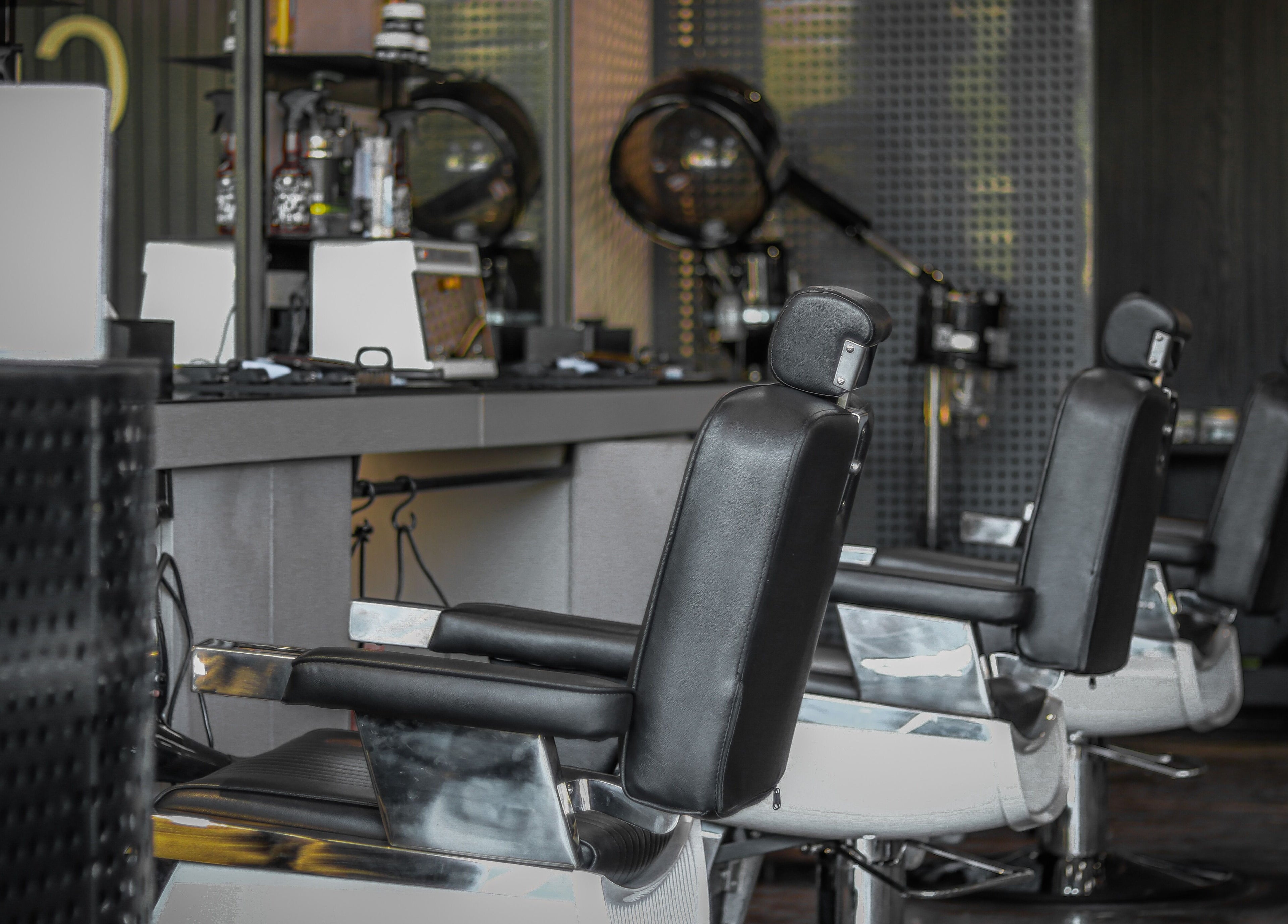 Modern barber chairs at Double Cut Barbershop | صالون دبل كت, Riyadh, Riyadh Province, SA.
