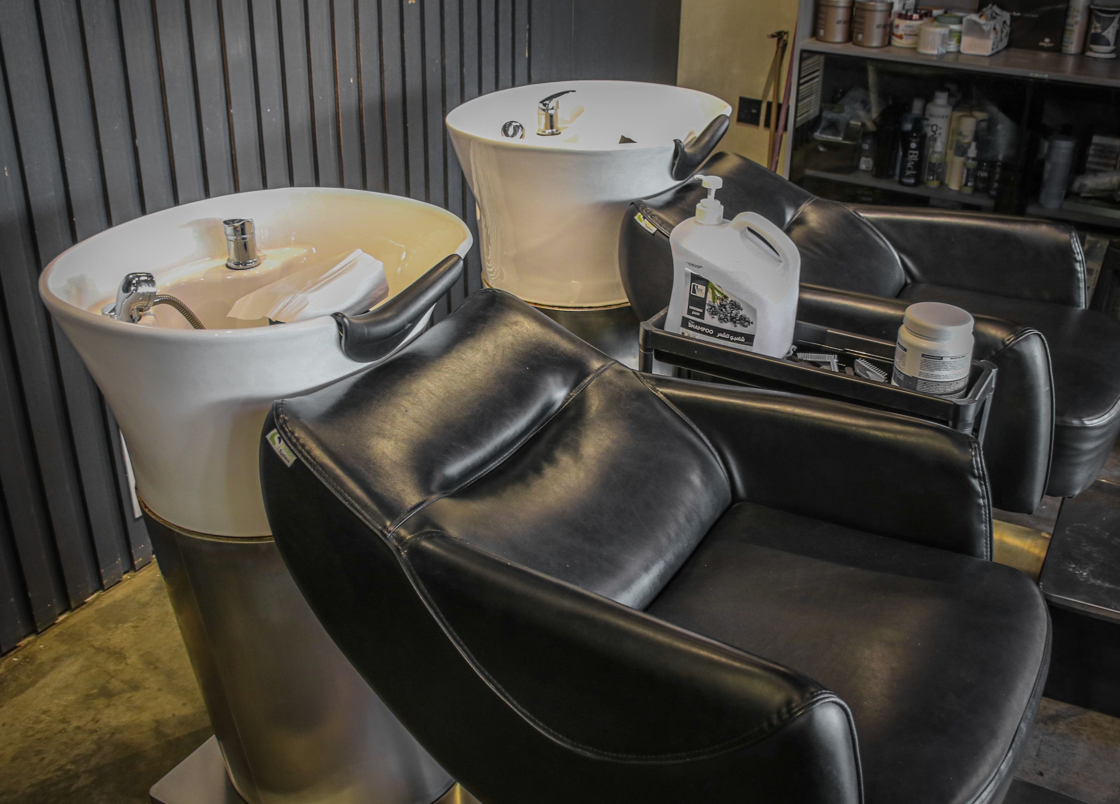 Luxurious wash stations at Double Cut Barbershop | صالون دبل كت in Riyadh, Riyadh Province, SA.
