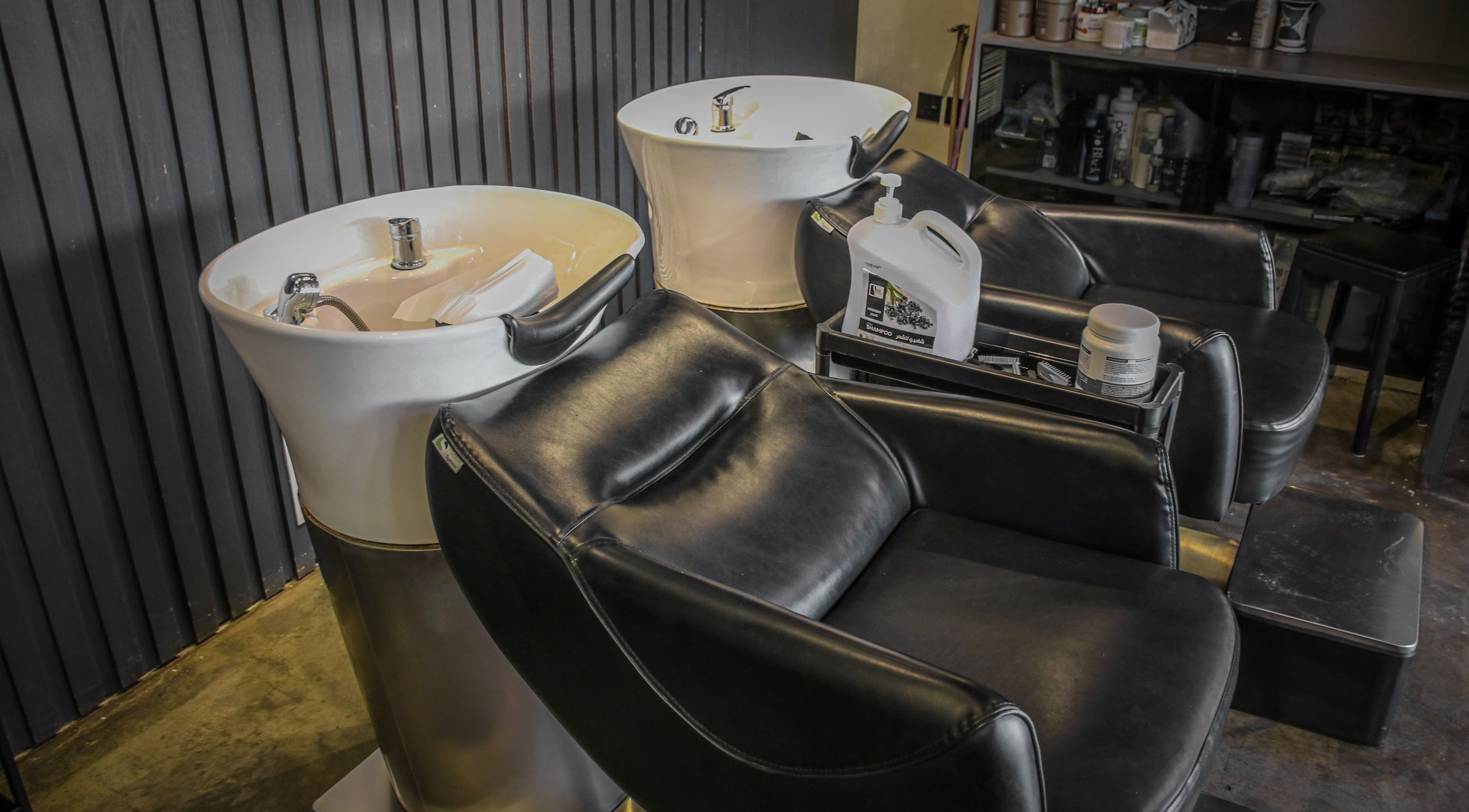 Luxurious wash stations at Double Cut Barbershop | صالون دبل كت in Riyadh, Riyadh Province, SA.