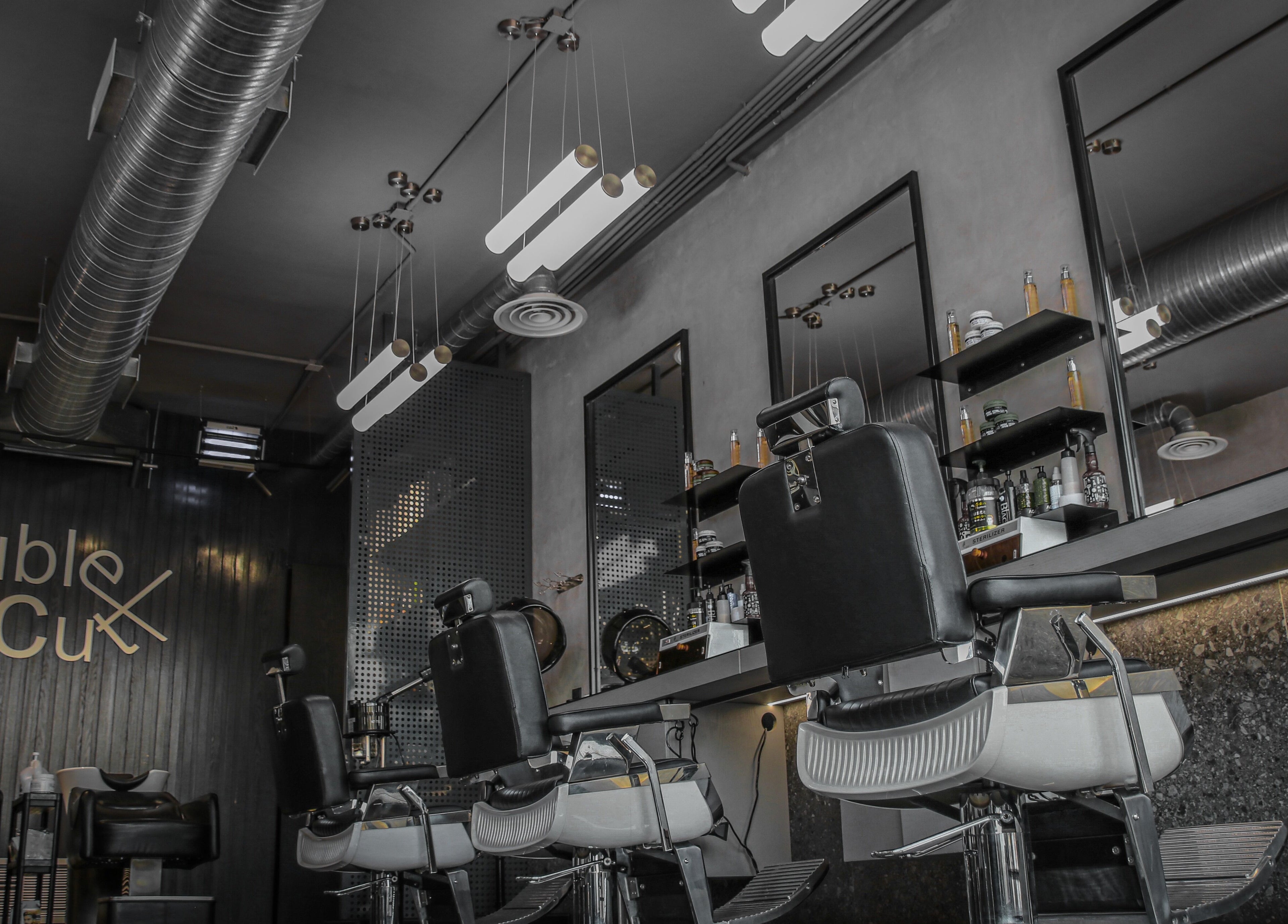 Modern barber chairs in Double Cut Barbershop | صالون دبل كت, Riyadh, Riyadh Province, SA.