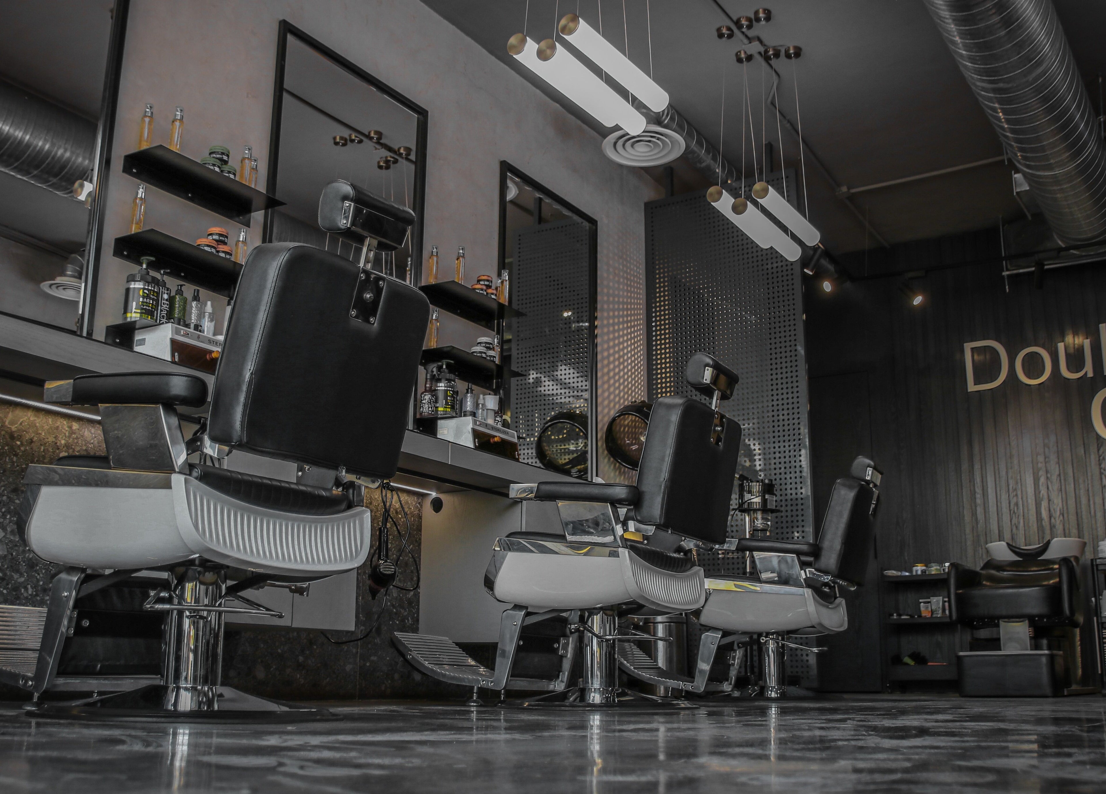 Modern barber chairs at Double Cut Barbershop | صالون دبل كت, Riyadh, Riyadh Province, SA.