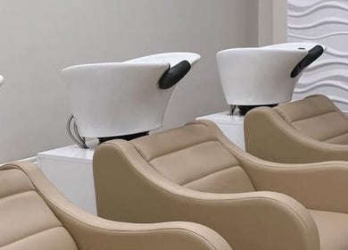 Stylish wash stations at Laura Mc Ginley Hairdressing in Strabane, Northern Ireland, GB.