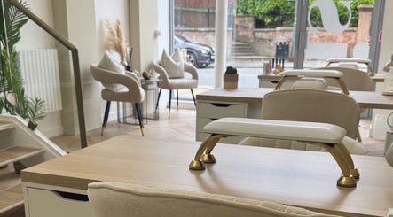 Elegant interior of Manicured byLana in Uddingston, Scotland, GB, showcasing stylish manicure stations.