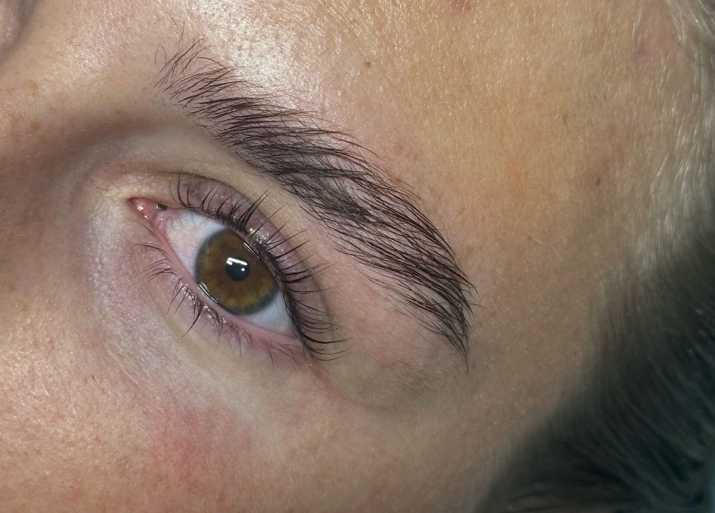 Close-up of a well-groomed eyebrow at Defined By Chlo, Pampisford, England, GB.
