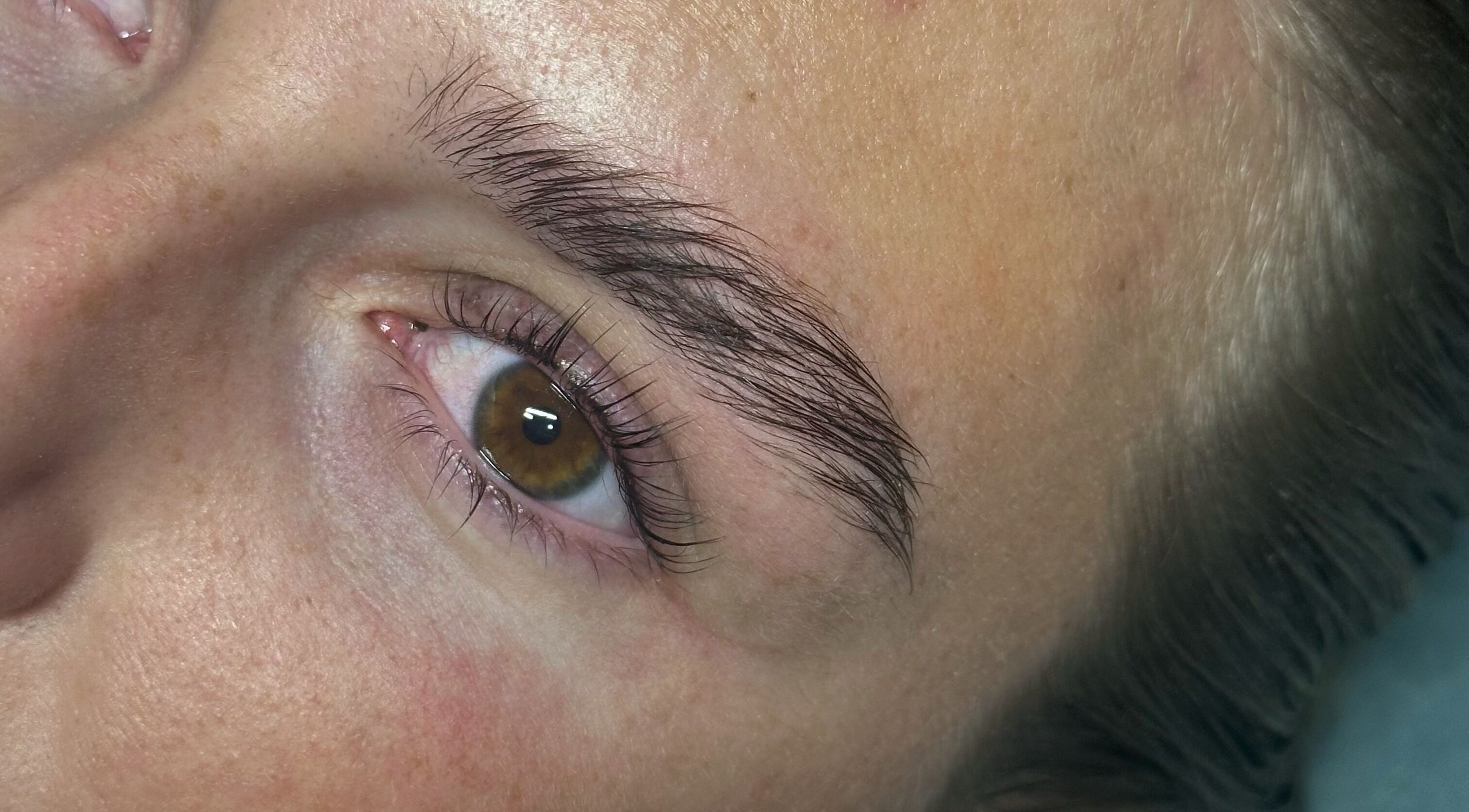 Close-up of a well-groomed eyebrow at Defined By Chlo, Pampisford, England, GB.