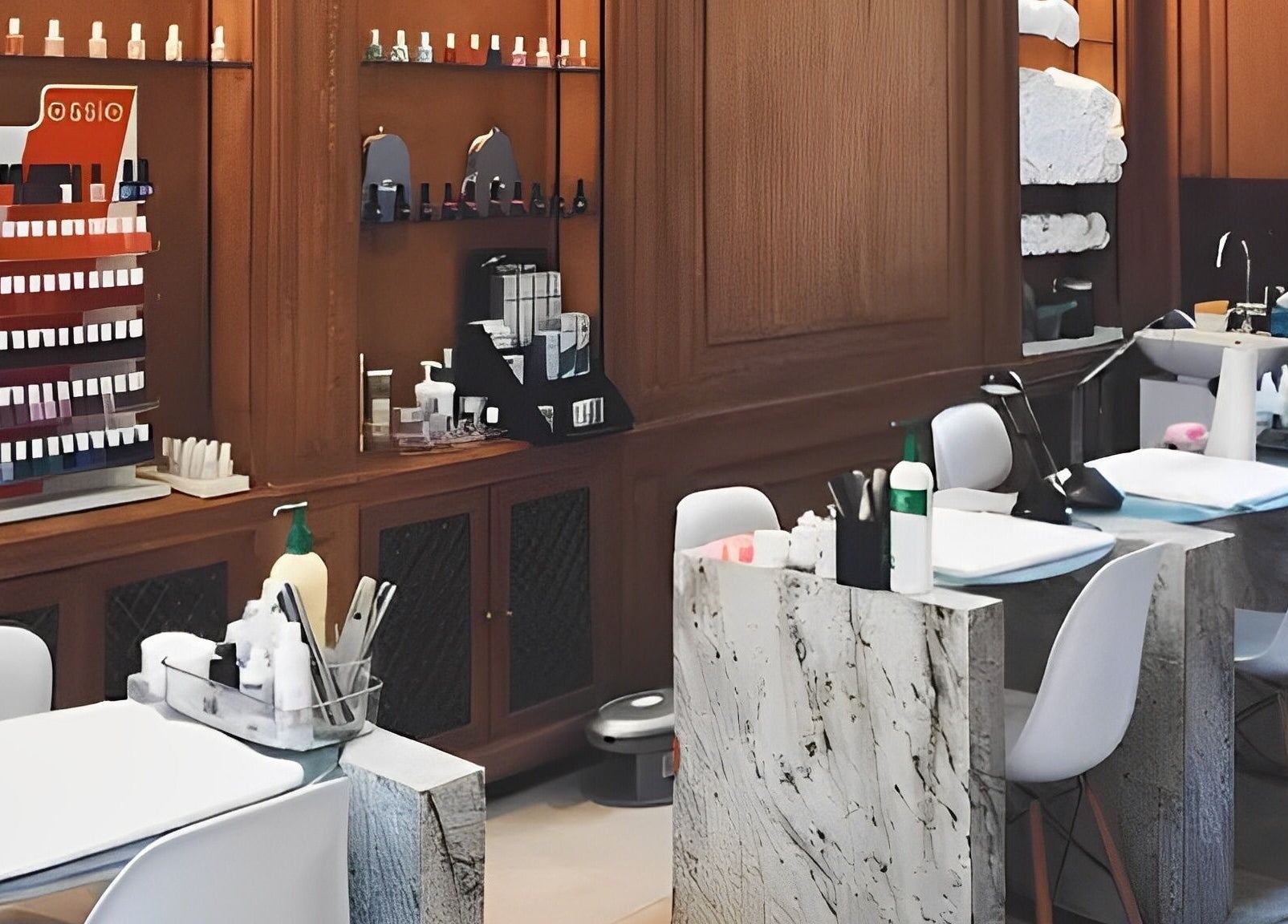 The nail station in London, England, GB offers chic manicure stations with luxury treatments.