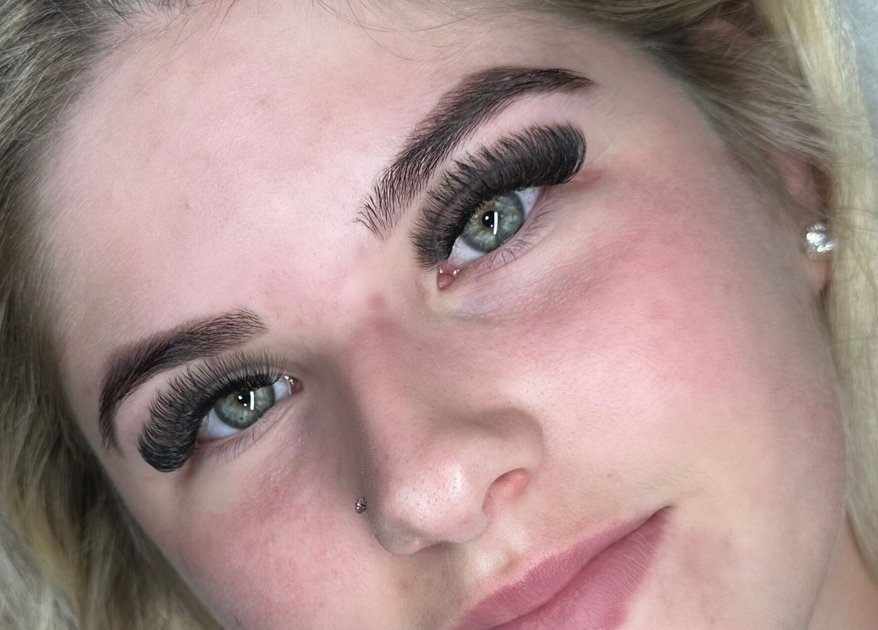 Close-up of expertly styled eyelashes at Lash Out With Charl, Ellesmere Port, England, GB.