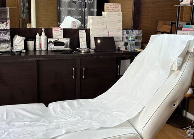Elegant treatment room setup at Angelic Aesthetics and Cosmetics, Canterbury, England, GB with tools and chair.