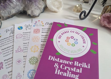 Reiki and crystal healing brochures at The House on the Corner, Southend-on-sea, England, GB.