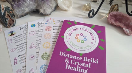 Reiki and crystal healing brochures at The House on the Corner, Southend-on-sea, England, GB.