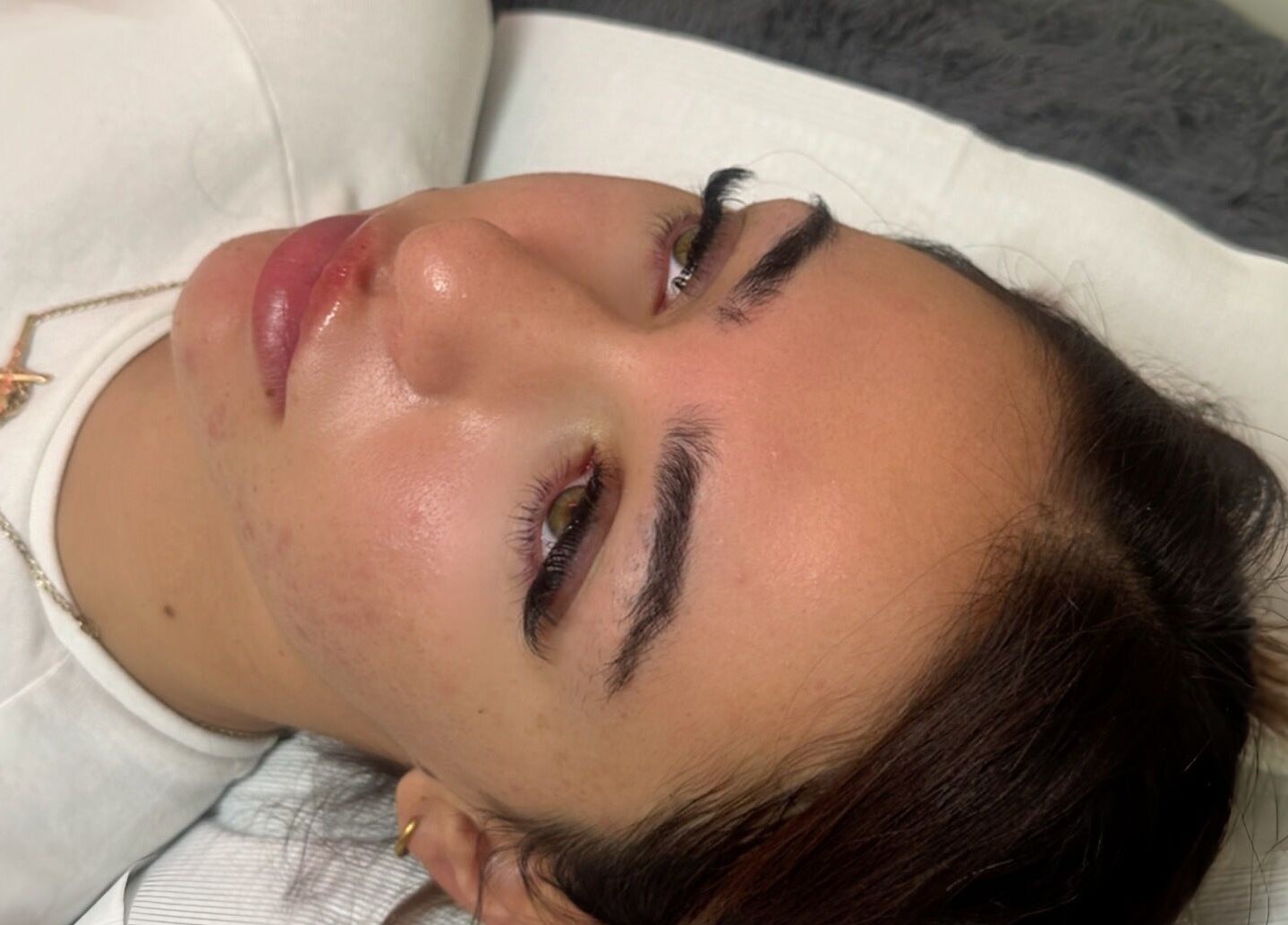 Close-up of a woman with styled lashes at Lashes by Eden, Brighton And Hove, England, GB.