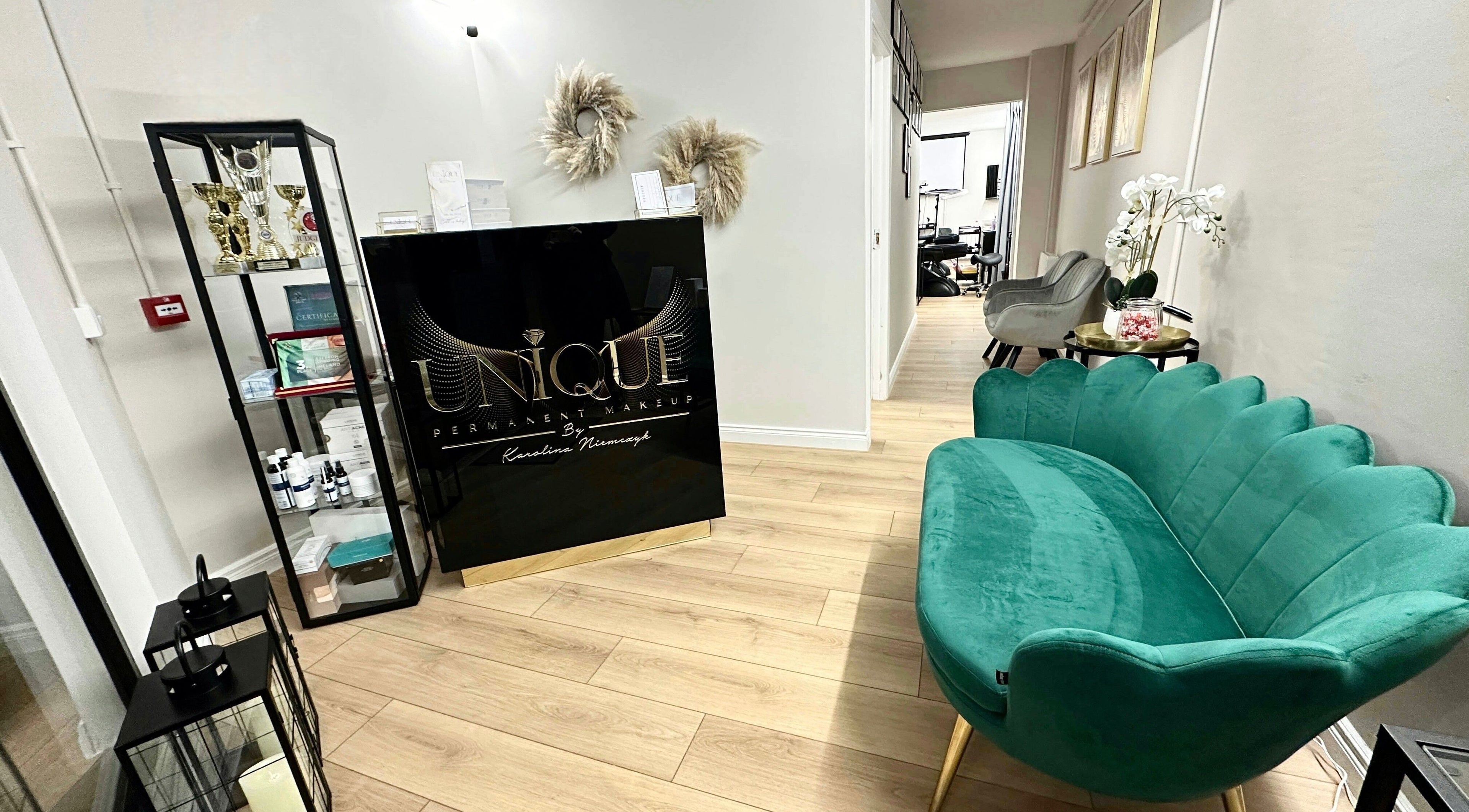 Elegant reception area at Unique Permanent Makeup in Tralee, County Kerry, IE, showcasing stylish decor.