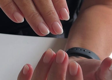 Beautifully manicured nails at The BIAB Room in Cwmparc, Wales, GB, showcasing elegant nail care.