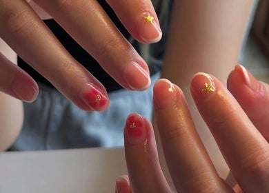 Elegant nail art featuring star designs at The BIAB Room, Cwmparc, Wales, GB.