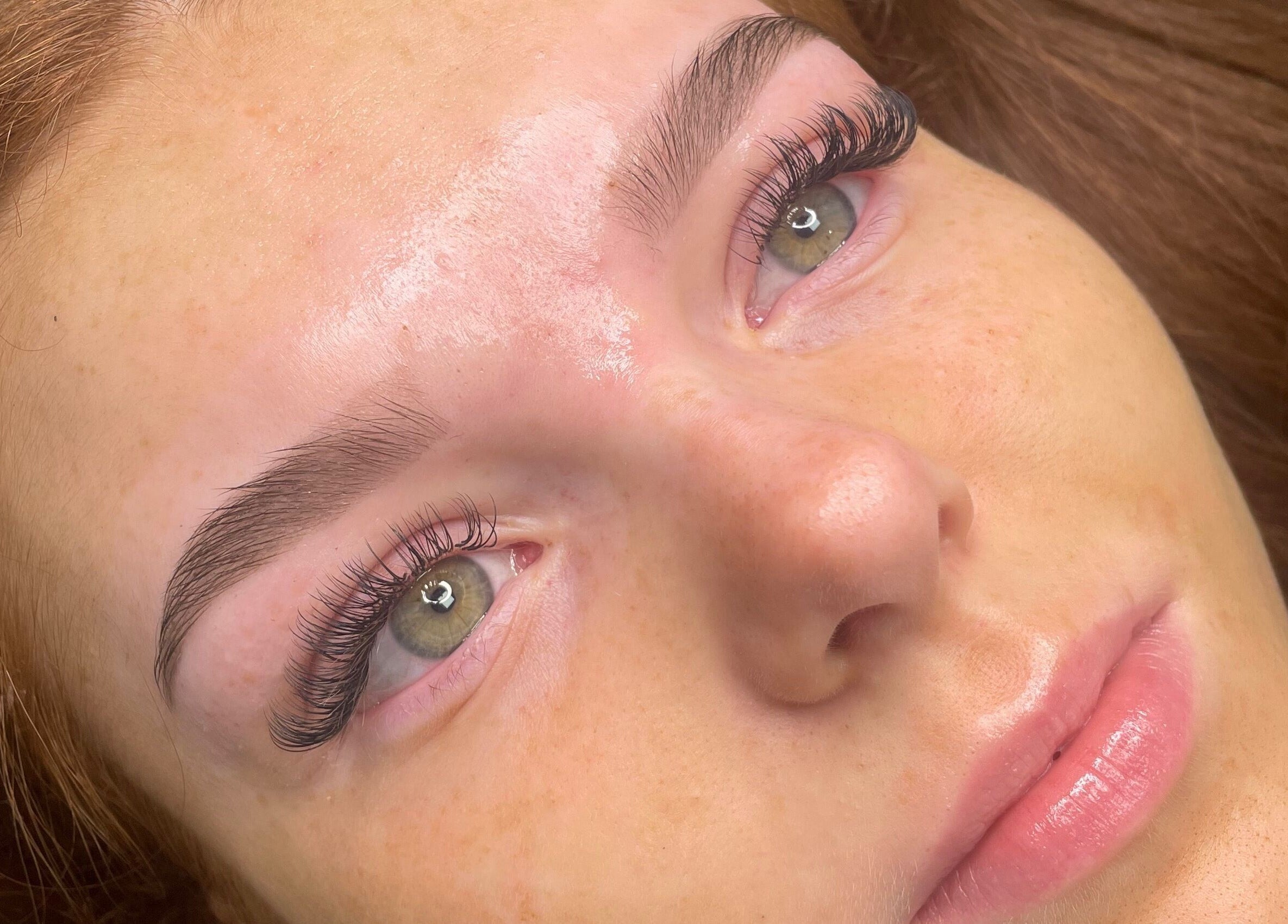 Close-up of eyelash extensions at Adara Ink, Chadderton, England, GB showcasing detailed lash artistry.